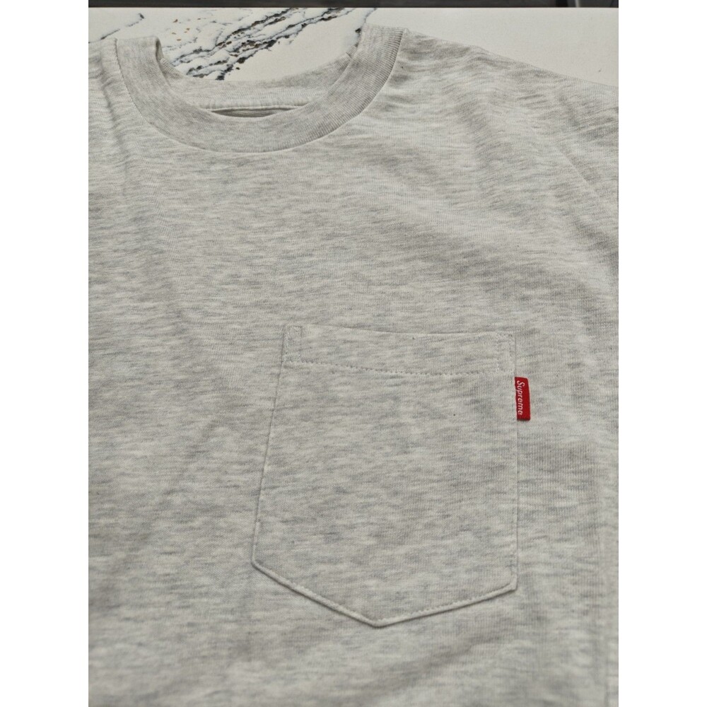 Supreme Pocket Tee Off White Grey Ivory Color Size Medium 100% Authentic